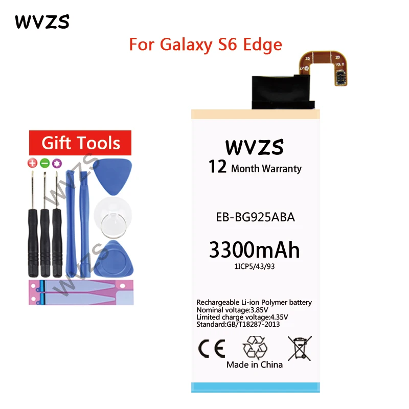 Wvzs 3300 мАч литий-полимерный аккумулятор EB-BG925ABE для samsung GALAXY S6 Edge G9250 G925FQ G925F G925S S6Edge