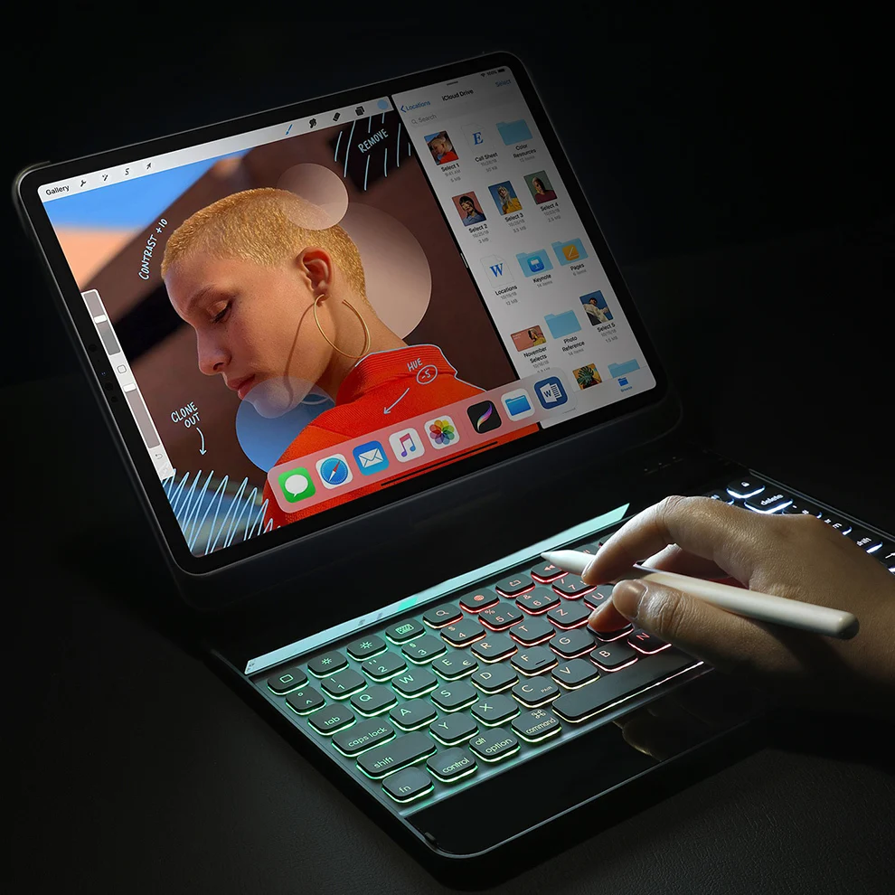 Беспроводной чехол-клавиатура Jelly Comb с Bluetooth для iPad Pro 11, чехол-клавиатура с поворотом на 360 °, беспроводной чехол с функцией автоматического пробуждения и сна
