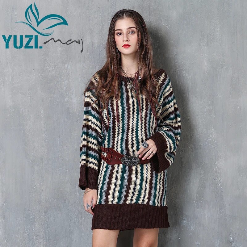 Свитер для женщин 2017 Yuzi.may бохо новые хлопковые пуловеры с круглым вырезом рукав