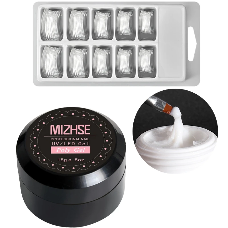 1 White 100pcs Model MIZHSE, УФ-гель, полигелевые ногти, полигели, набор для ногтей, жидкий полигель, набор для наращивания ногтей, акриловое покрытие, УФ-смола, строительный гель - Цвет: 1 White 100pcs Model