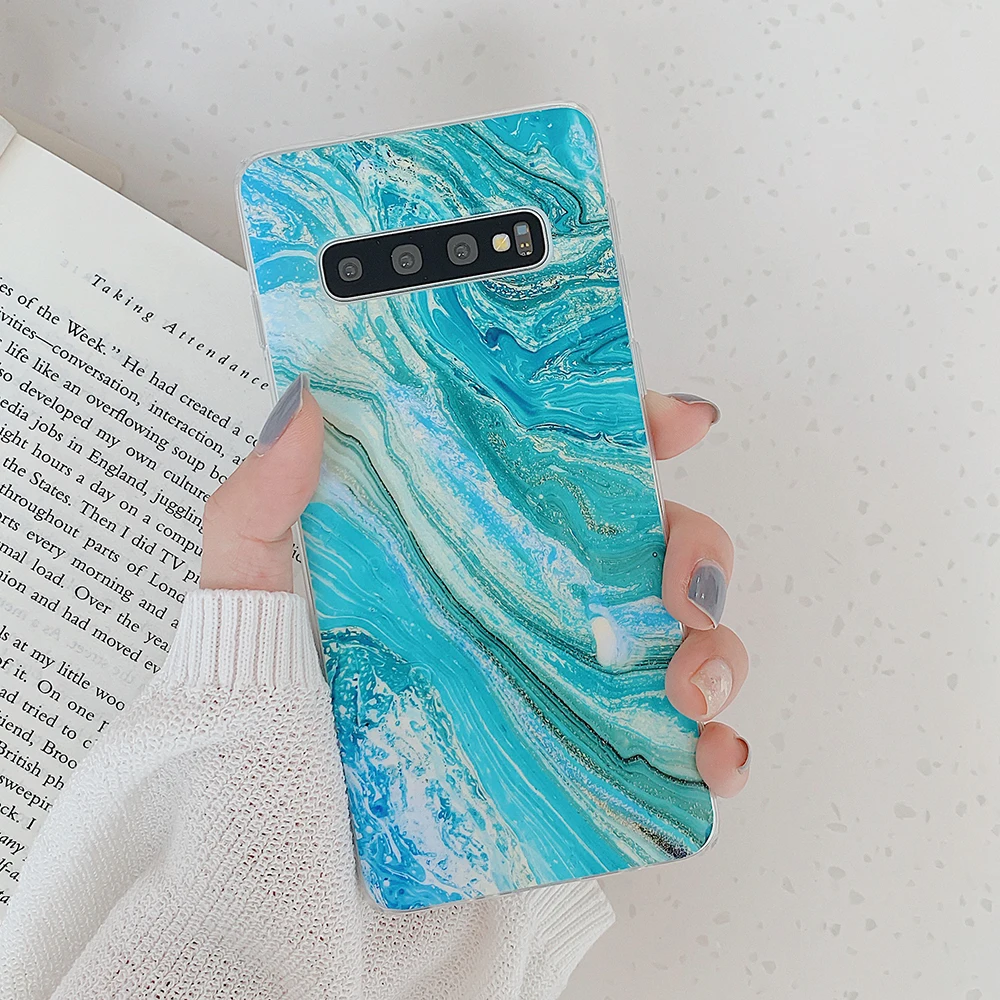 Чехол для телефона с градиентным синим мрамором Samsung Galaxy A42 5G A21S Note 20 Pro A50 S10 S9 S8 S20 A51