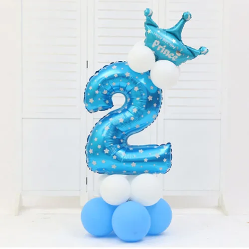 Blue 2 32 дюймов надувные шары в виде цифр розовый синий цифра гелиевые шары на день рождения украшения для мероприятий, вечеринок, свадьбы Поставки номер фольги big шаре - Цвет: Blue 2