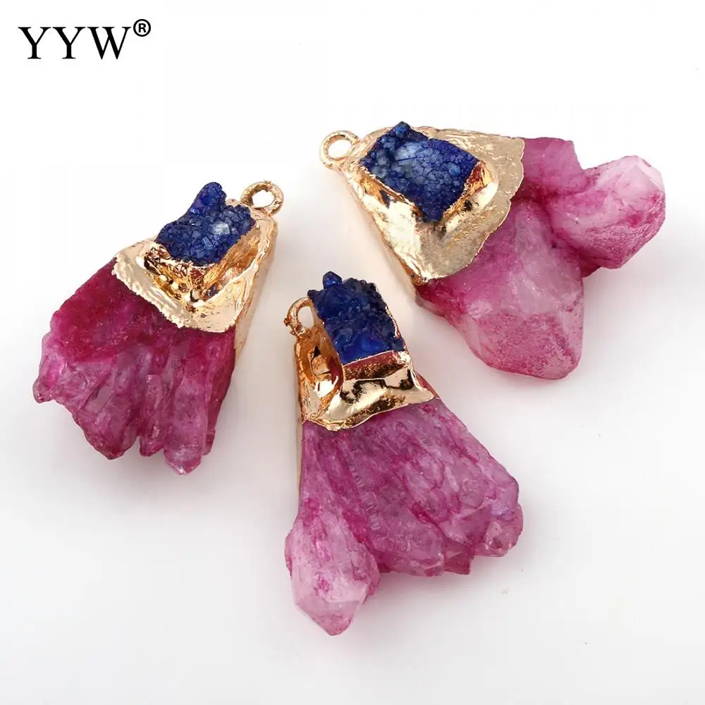 YYW 5 шт. позолоченный ледяной кварц Агат Подвеска для ожерелья ювелирные изделия