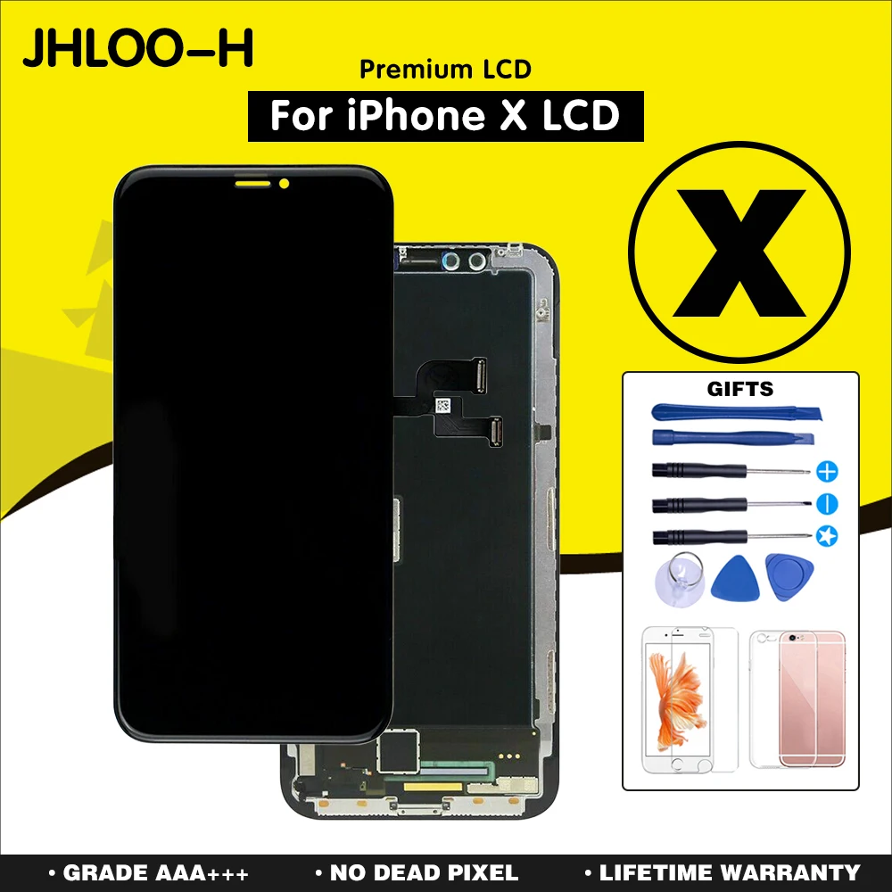 Класс AAA ЖК-дисплей Замена для iPhone X OLED качество ЖК-модуль с кодирующий преобразователь сенсорного экрана в сборе без битых пикселей