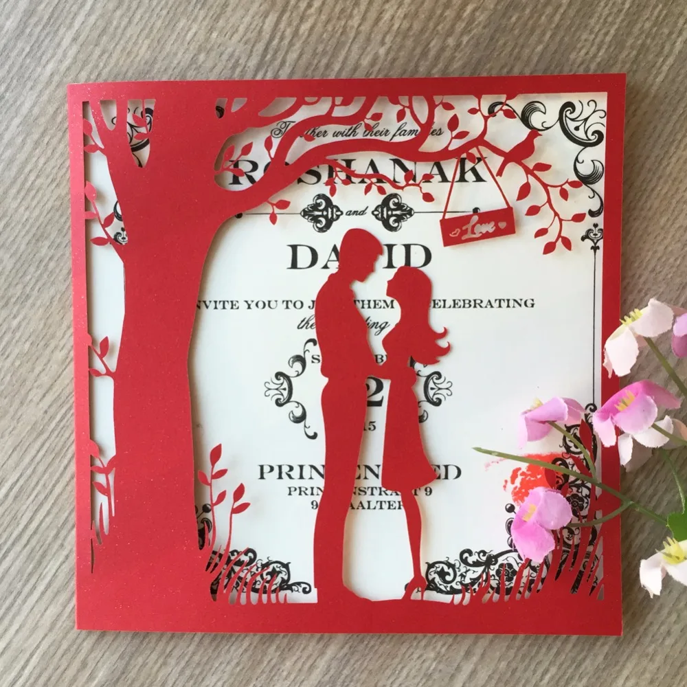 50 шт./лот открытки на день рождения подарочные карты лазерная резка Любовное