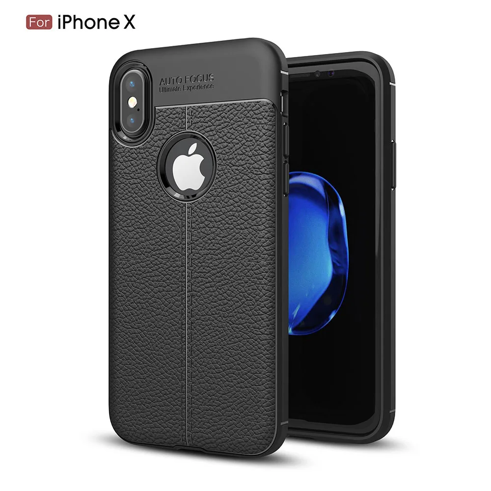 Кожаный ТПУ мягкий чехол для iphone X 7/8plus 6/6s plus 5S SE противоударный телефона полное