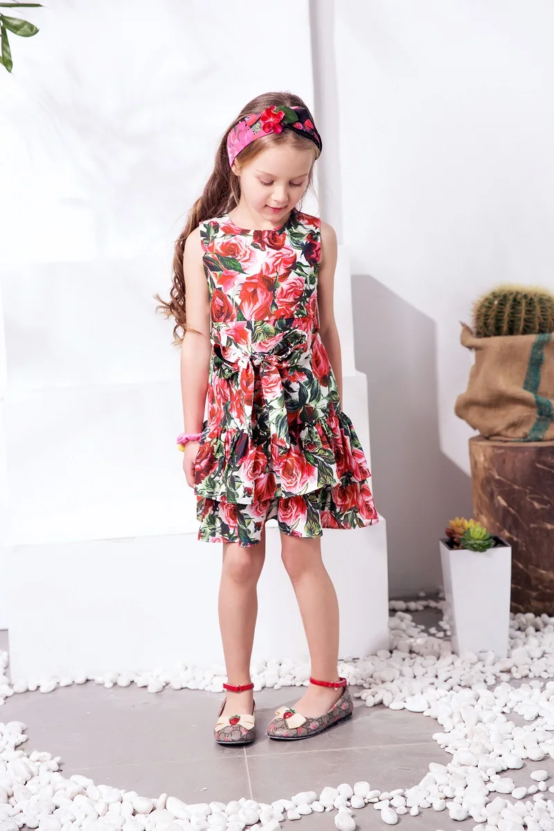 Robe Enfant Fille; платье принцессы; Одежда для девочек; коллекция года; Брендовое летнее платье для девочек; Детские костюмы с принтом мороженого; платья для малышей