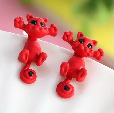 Детские серьги гвоздики с милым котом для девочек 3D изображением животных модные