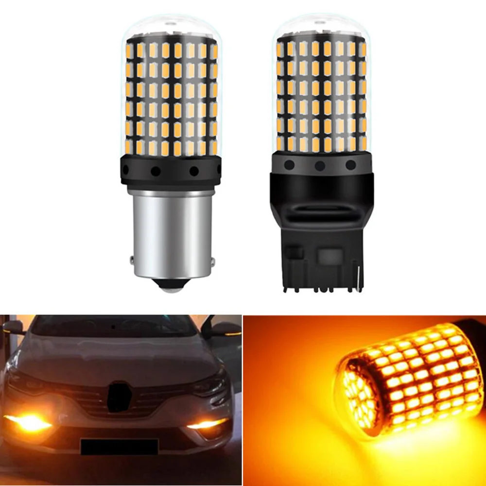 1 шт. T20 7440 W21W светодиодный лампы 3014 144smd CanBus без ошибок 1156 BA15S P21W BAU15S PY21W светильник