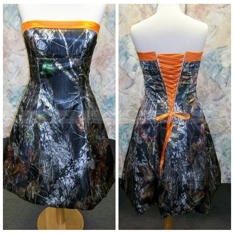 Мини платья трапециевидные камуфляжные для подружки невесты 2019|camo bridesmaid