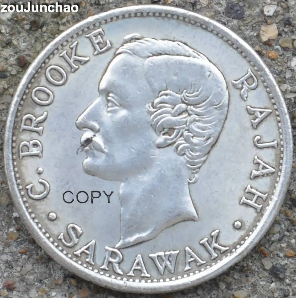 Малайзийские монеты Sarawak 1900H Латунное покрытие серебро 50 центов имитация
