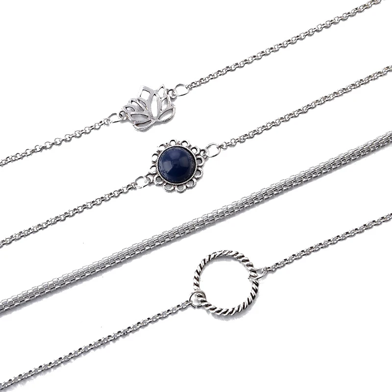 Trendy Jewelry Lotus Simple Bracelet Temperament Flower Chain Five-piece Set Hand Festival Gift Girls Day | Украшения и