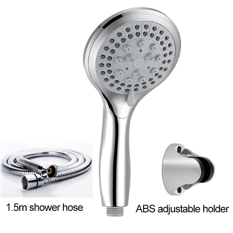 Shower set 1.5m Zhangji круглые дождевые насадки для душа наборы настенный душевой шланг для ванной+ держатель для душа+ регулируемый 5 функциональный ручной душ - Цвет: Shower set 1.5m