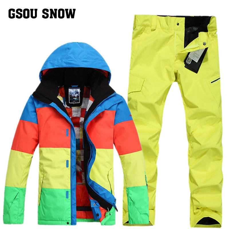 GSOU снег Для мужчин тонкие доска Лыжный Спорт костюм Цвет серии открытый