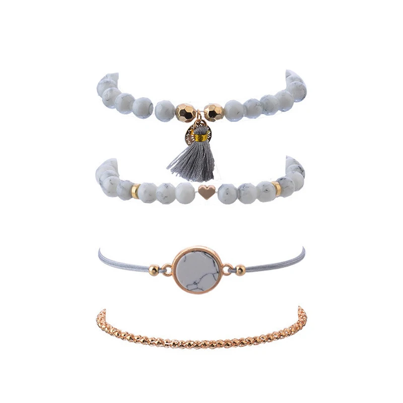 4 шт./компл. женский браслет простые круглые бусины дамские ювелирные изделия M8694 |