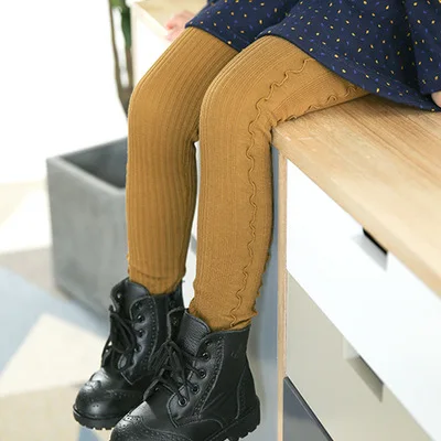 2019 Autumn Winter Girls Leggings Cotton Plus Thick Velvet Trousers Elastic Waist Ruffle Children Bottom Pants | Детская одежда и