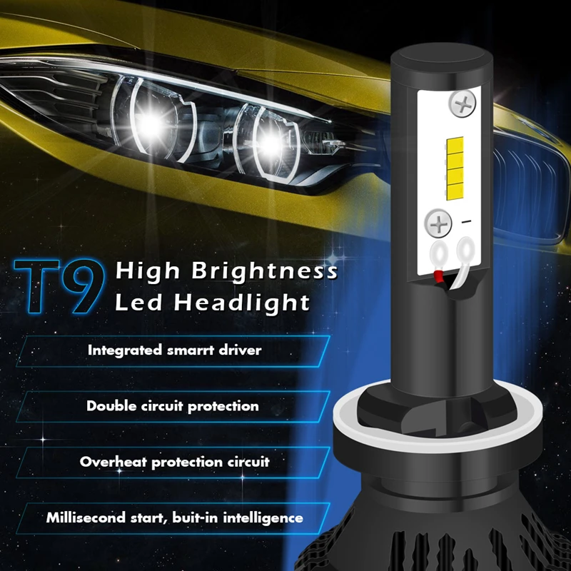 Светодиодная лампа TUINCYN H27 880 881 для автомобильных фар 6500 К белого цвета H27W/2
