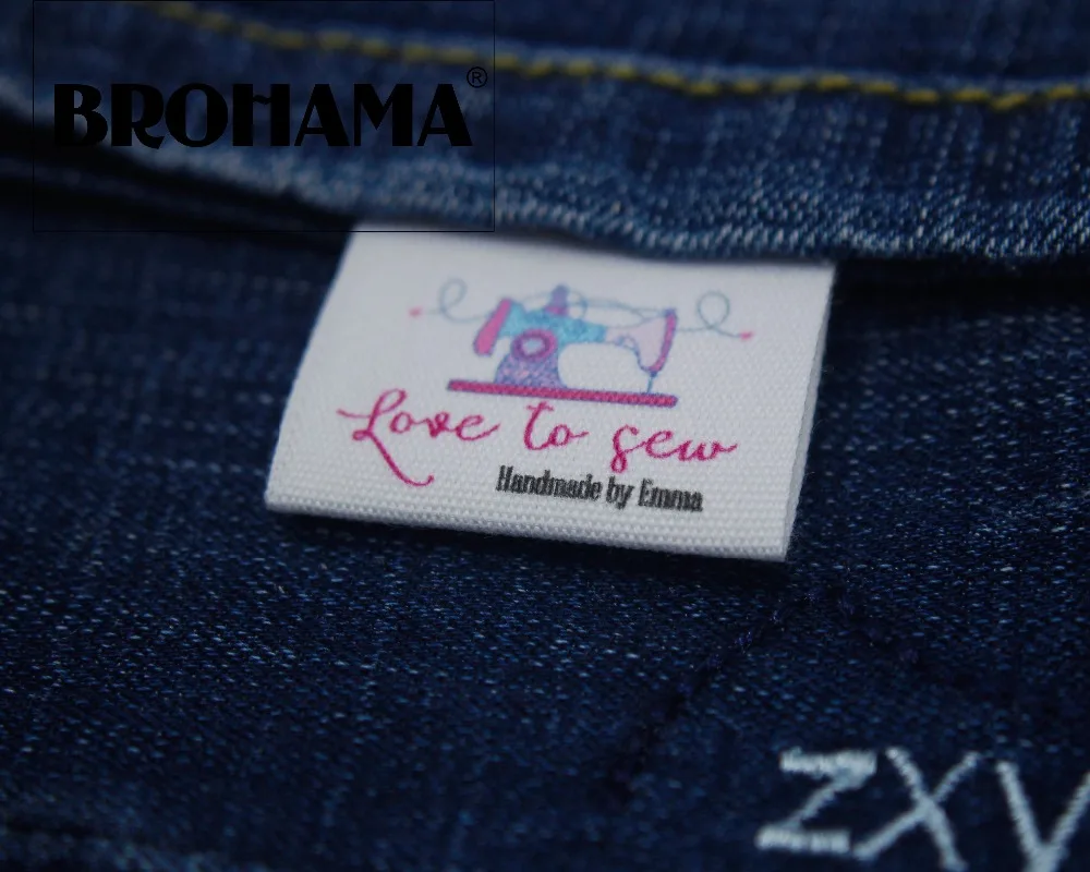 

Sewing labels / custom brand labels, clothing labels, Sewing machine, fabric 100% cotton, High quality printing (MD544)