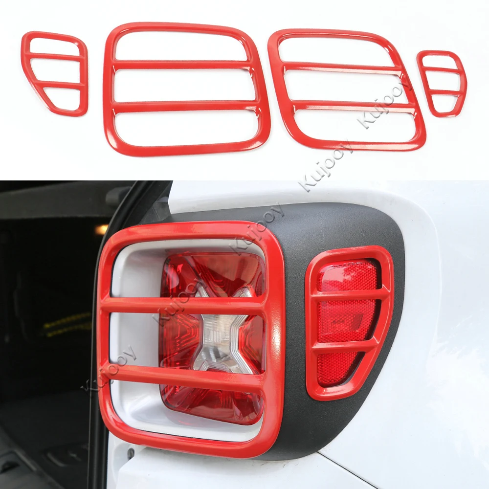 4pcs Chrome Silver/ Red/ Black Tail Light Lamp Cover Frame Stick Guard Trim for Jeep Renegade 2015 2016 2017 | Автомобили и