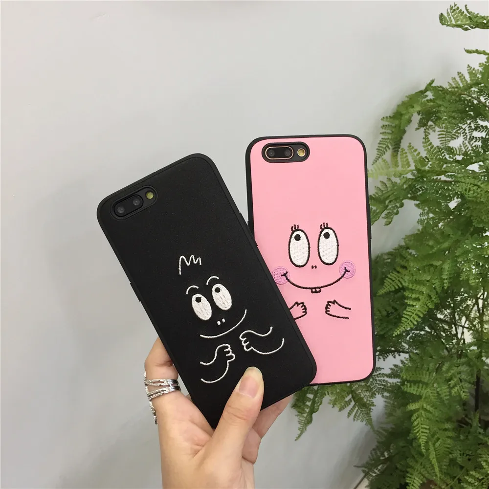 Cases for iphone 7 3D Embroidery Baba Cute Couples Phone Case 6S 6 8 Plus X Cartoon Matte Soft TPU Covers Fundas |