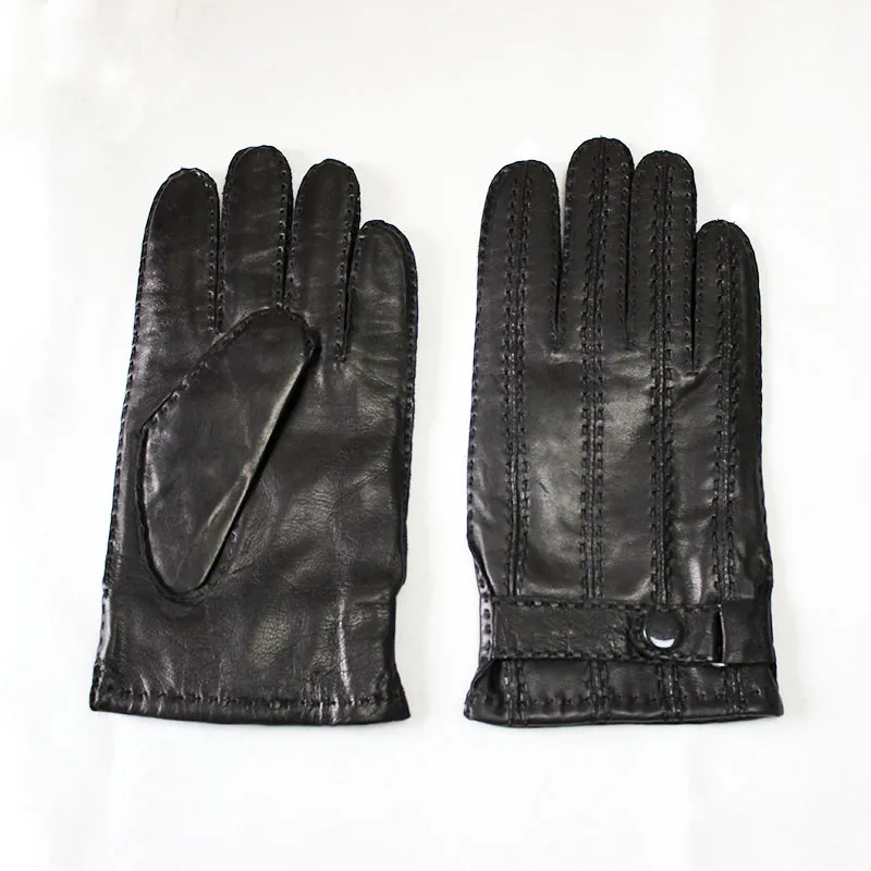 Goatskin gloves Козья кожа перчатки мужские новые сшитые вручную осенние с теплой шерстяной подкладкой высококачественные импортные перчатки для вождения из овчины - Цвет: Goatskin gloves