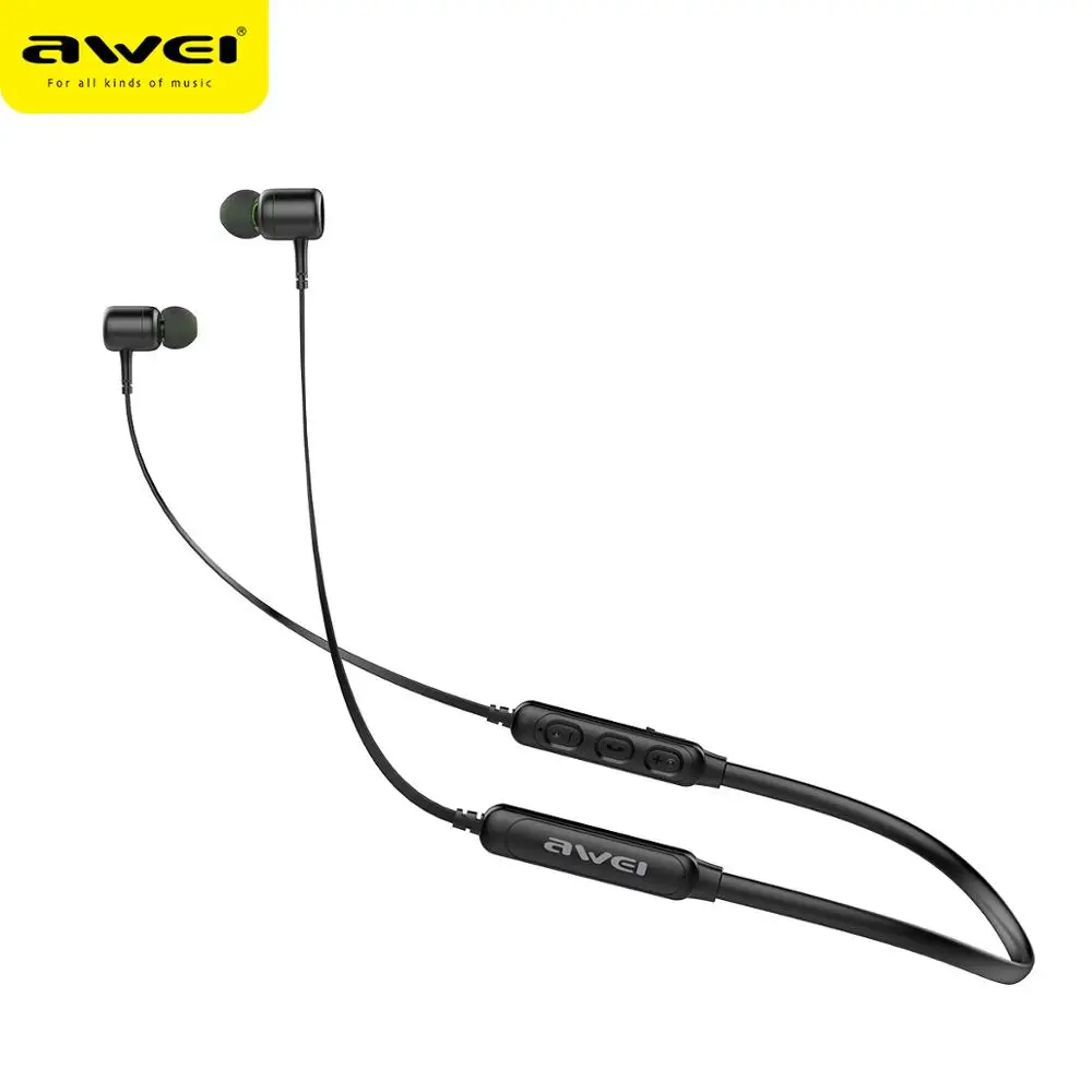 AWEI G30BL шейные Bluetooth наушники магнитные Bluetooth наушники спортивные с микрофоном стерео Беспроводная гарнитура для телефона наушники - Цвет: Black