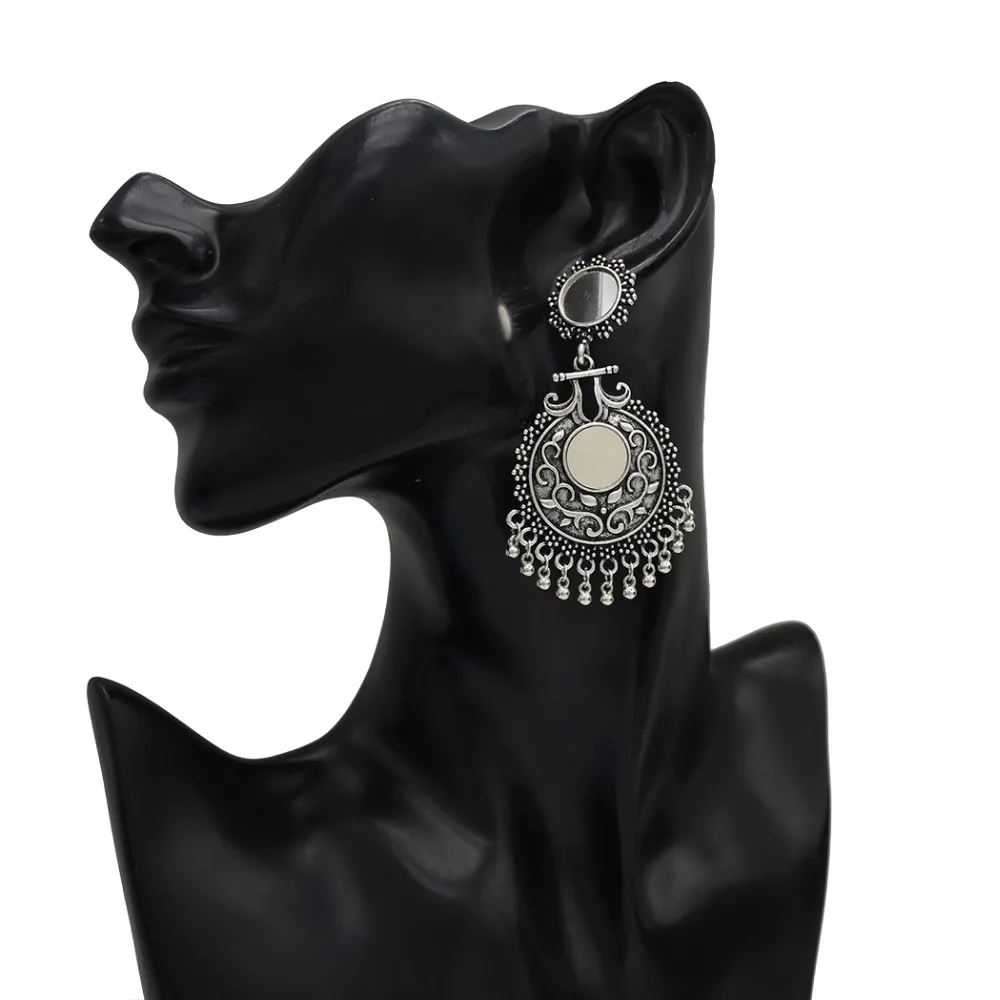 Афган Винтаж Серебряный оксидированный металл серьги jhumka для женщин Бохо уникальные индийские Африканские Этнические вечерние ювелирные изделия кисточкой Pendientes