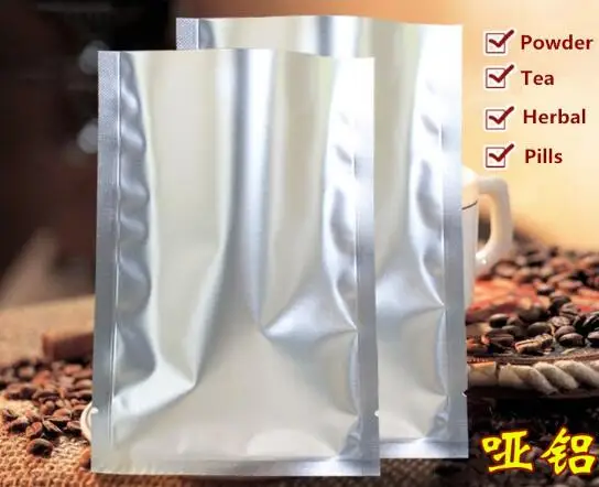 100 шт маленький Матовый Серебряный Открытый Топ мешок из алюминиевой фольги