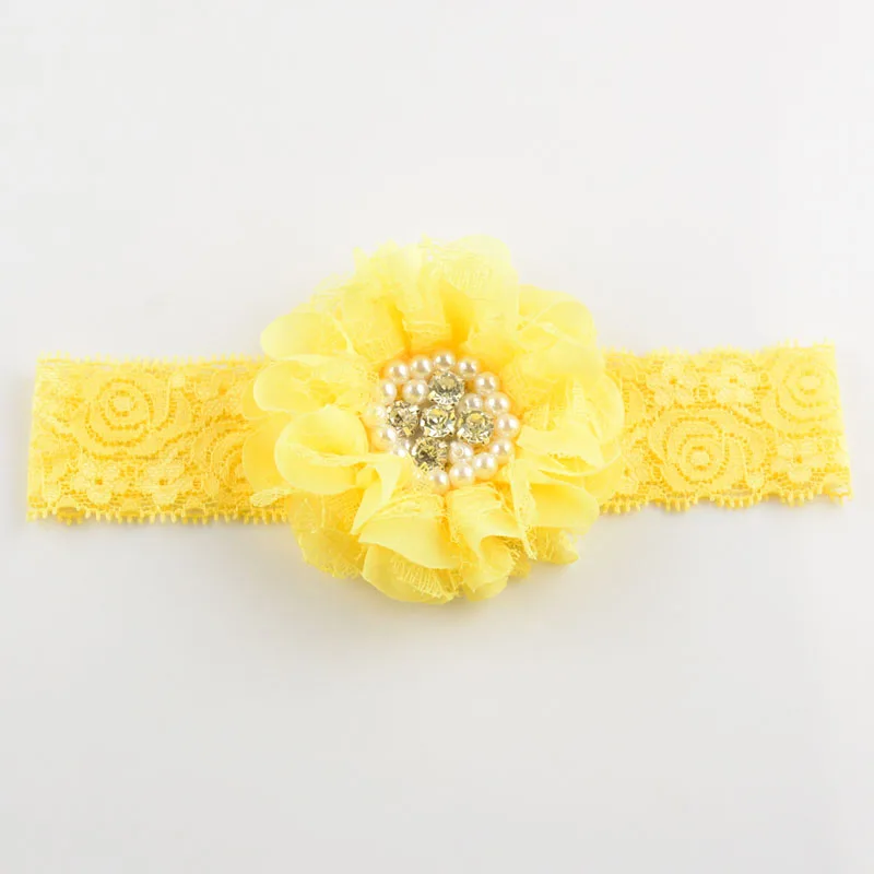 Женская Кружевная повязка на голову с большими шифоновыми цветами и