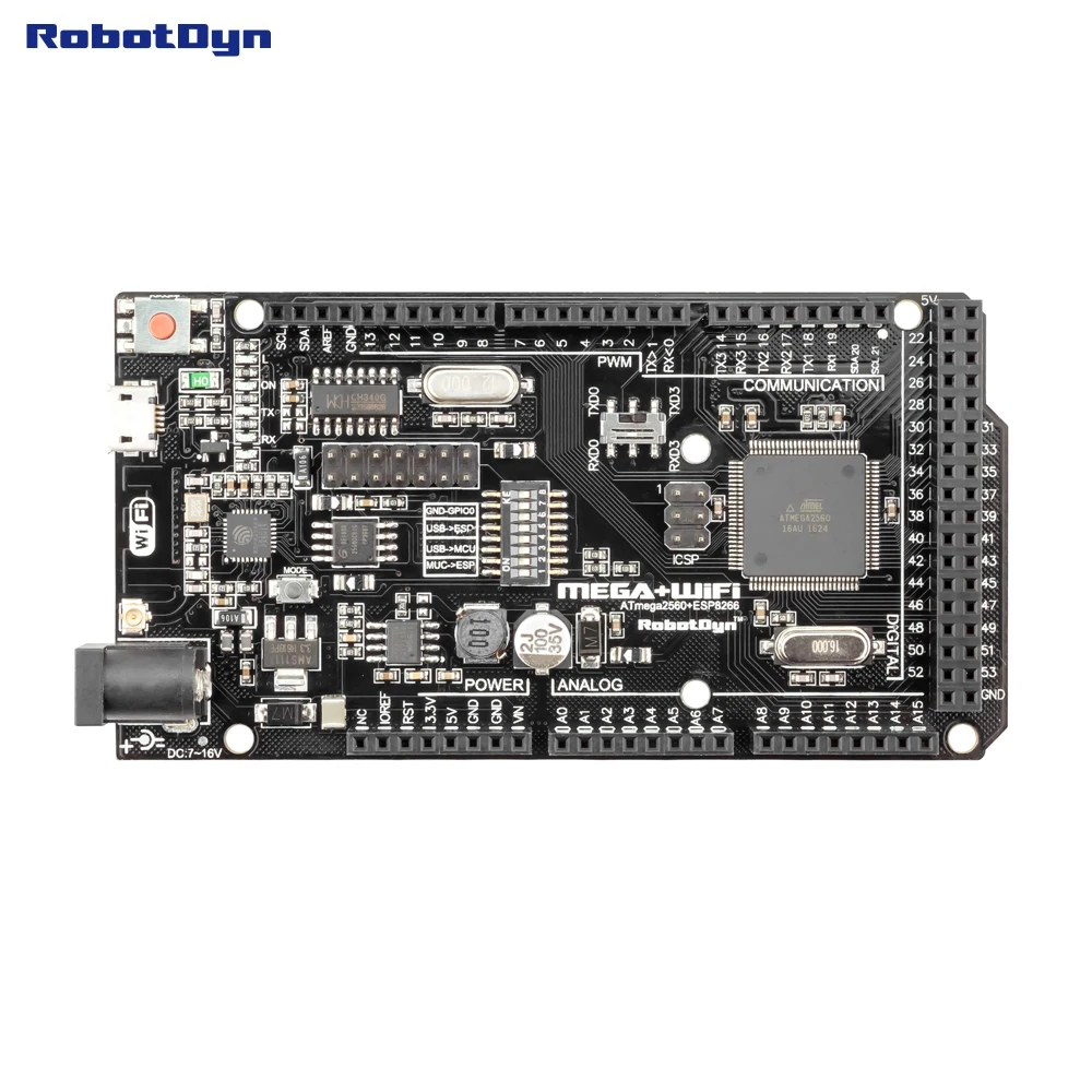 Mega+ WiFi R3 ATmega2560+ ESP8266(32 Мб памяти), USB-TTL CH340G. Совместимость для Arduino Mega, NodeMCU, WeMos ESP8266