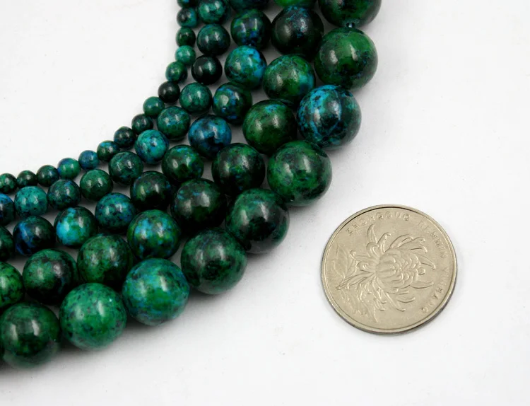 Камень Феникс темно зеленые круглые бусины разделители 4 мм 8 10 12 15 дюймов для