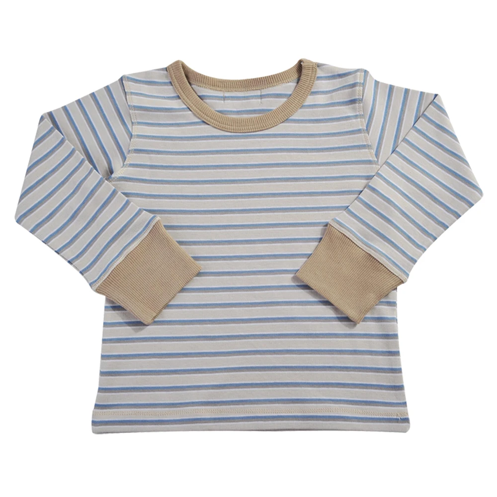 Детская одежда Детские футболки для мальчиков топы детей полосатая рубашка на