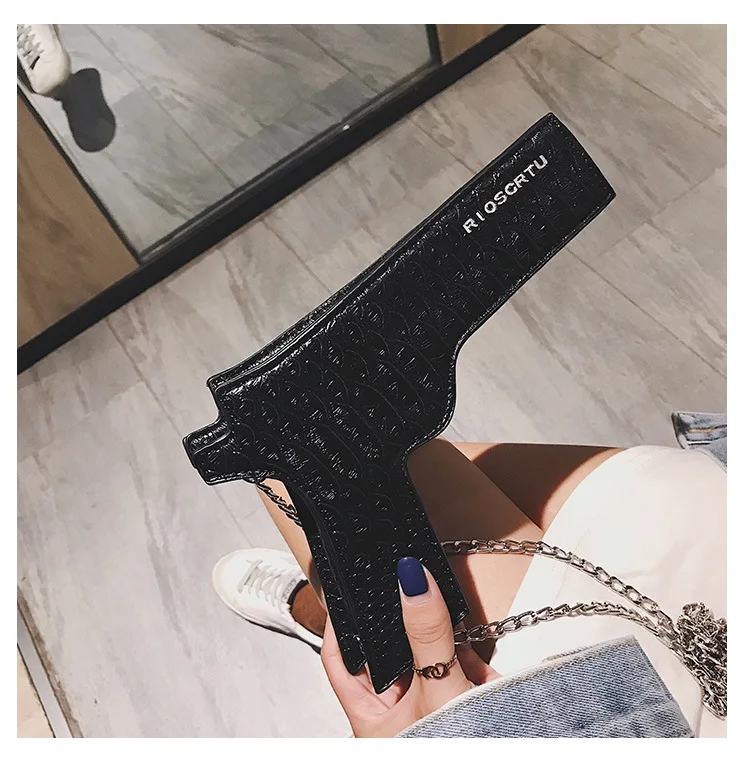 Harajuku мини-сумка в форме пистолета из искусственной кожи, женская дизайнерская сумка на цепочке, сумка через плечо для женщин, вечерние сумочки-клатчи, Bolso femenino