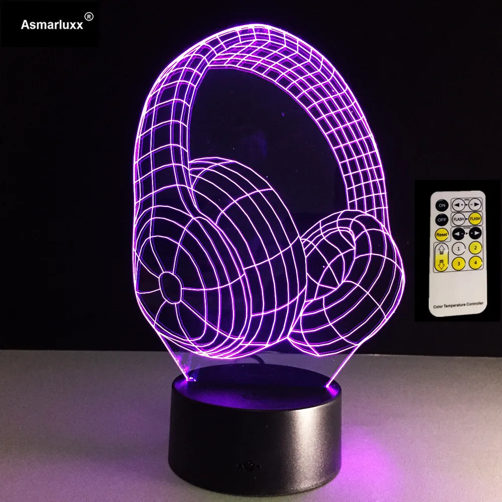 3D DJ наушники в форме иллюзии светильник дийная Музыкальная гарнитура с монитором