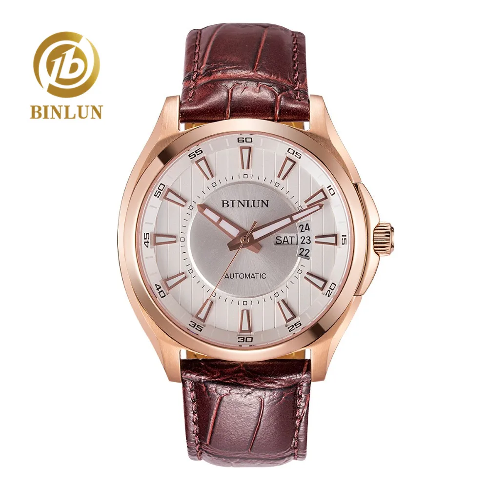 Часы BINLUN Мужские автоматические Классические роскошные механические наручные