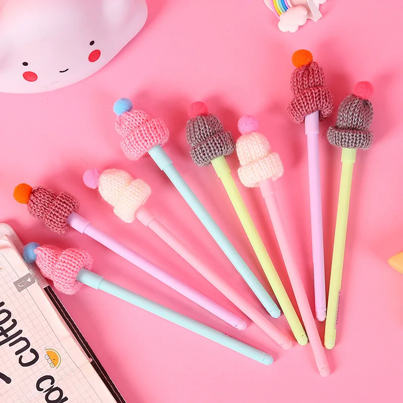 1 шт. кавайная ручка креативная Милая вязаная шляпа гелевая 0 5 мм черные чернила
