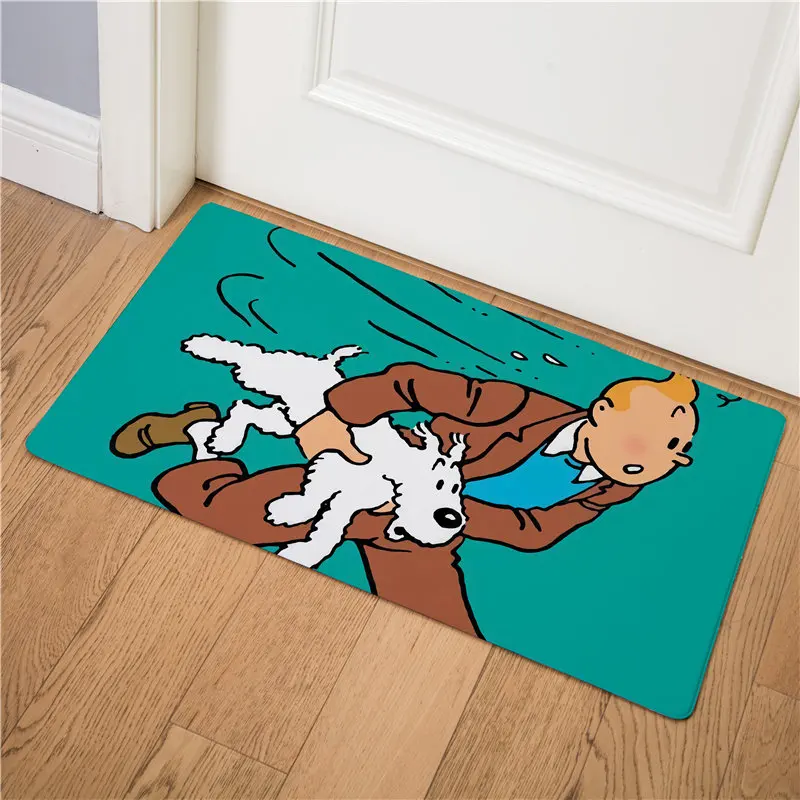 Мультяшный Tintin коврик для входной двери, Противоскользящий коврик для пола, маслостойкий кухонный ковер, коврик аниме, легко чистится, коврик для двери из ПВХ - Цвет: 18