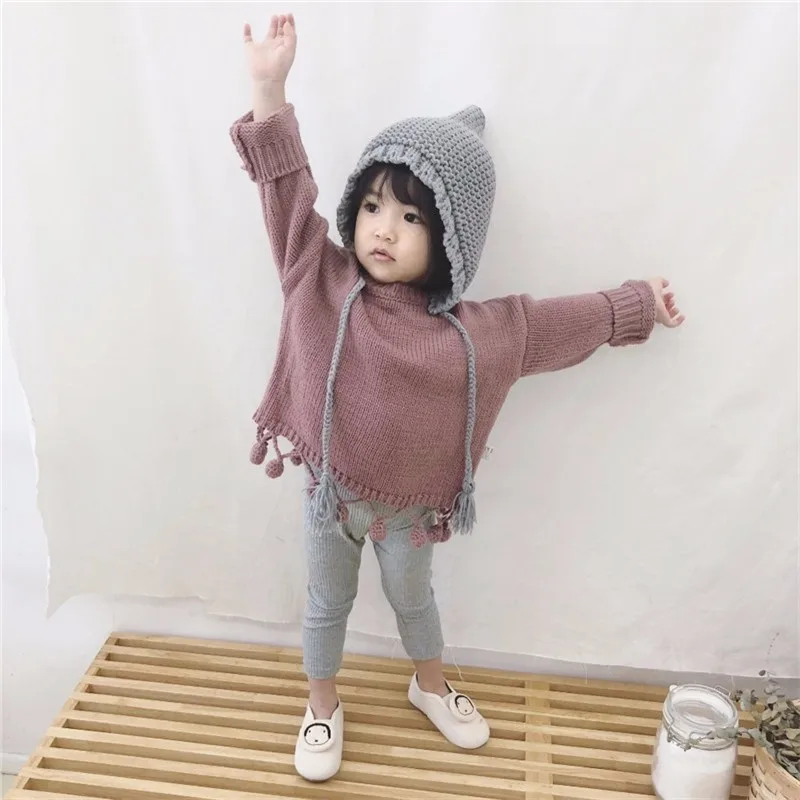 LILIGIRL/свитера для маленьких девочек Детская осенняя одежда с помпоном и