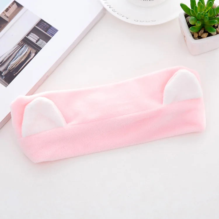 Pink Женская повязка на голову с кошачьими ушками, заколки для волос, аксессуары для волос, шапочка для душа, лента для волос, милые, модные, эластичные украшения для головы - Цвет: Pink