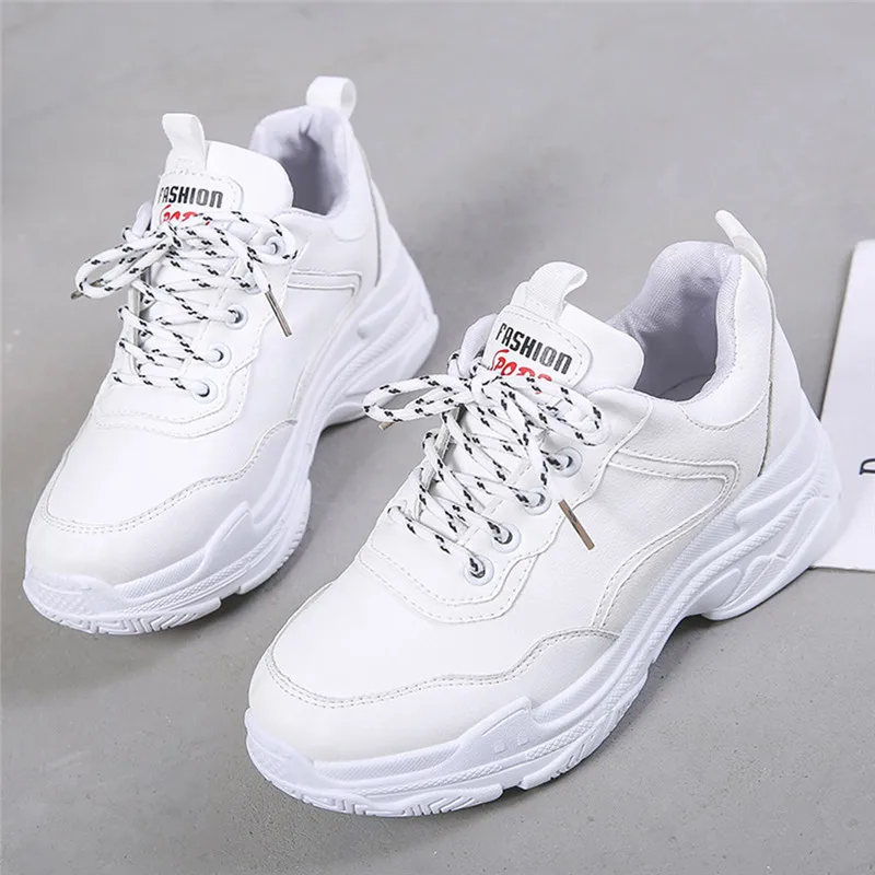 Новинка модная женская обувь повседневная белого цвета спортивная на шнуровке