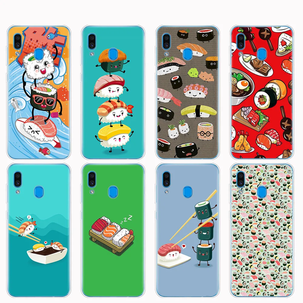 Case For Samsung A50 Galaxy A60 A10 A30 A40 A70 A 50 2019 A9 A7 2018 Japanese cuisine Sushi food | Мобильные телефоны и