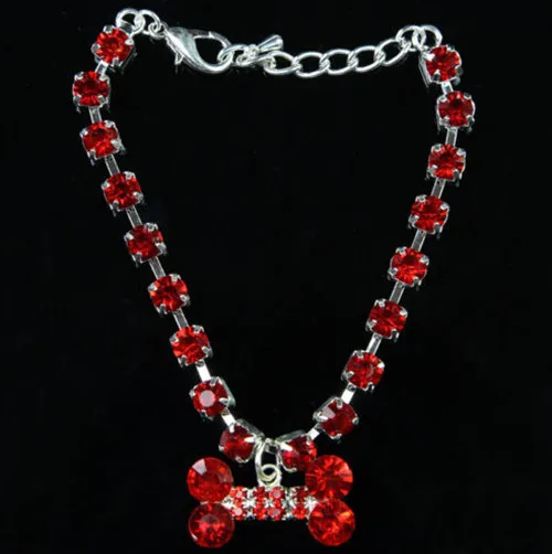 New 2015 Crystal Diamante Bone Rhinestone Pendant Pet Necklace Collar Dog | Дом и сад