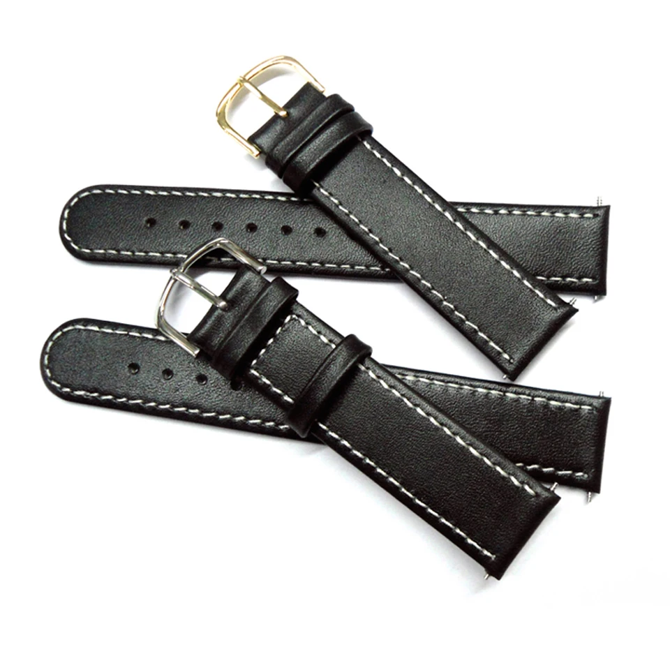 YQI Genuine Leather Watch Strap 18mm Band Black Thin soft Watchband With Stainless Steel Buckle For Watches Free Shipping | Наручные часы