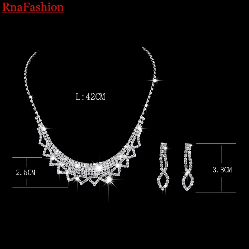 RNAFASHION Pendant Necklace Stud Earring Wedding Bridal Jewelry Sets Austria Crystal Silver Plated For Women 2017 Gifts | Украшения и