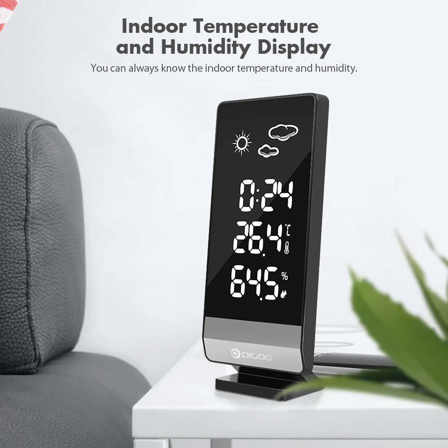 Digoo DG-TH11400, для дома, для погоды, цифровой измеритель температуры, гигрометр, для улицы, в помещении, будильник, 12/24 часов, дисплей