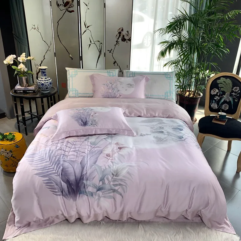 Color 11 Атласное из бамбукового волокна Комплект постельного белья в китайском классическом стиле набор пододеяльников для пуховых одеял синего цвета, постельное белье большого размера - Цвет: Color 11