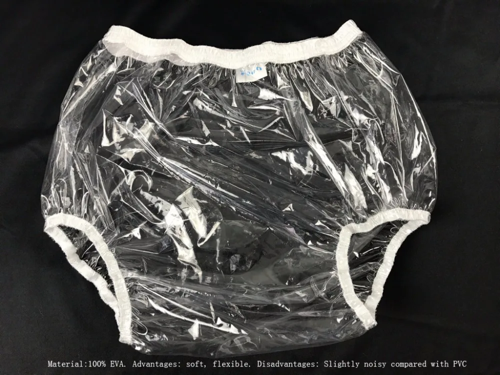 ABDL Haian взрослых недержание Pull-on Пластиковые Брюки цвет стекло Прозрачный 3 пакет
