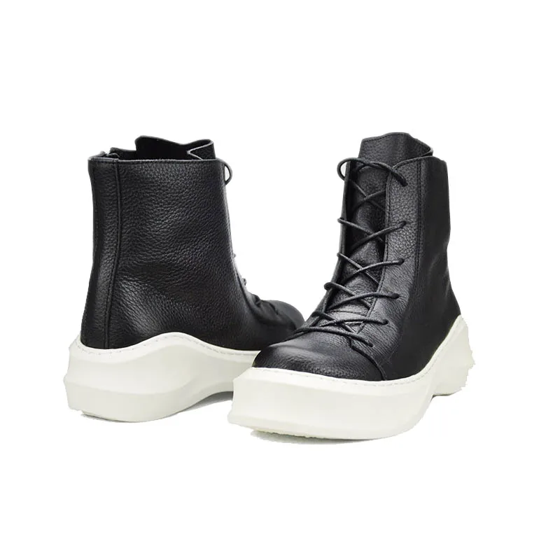 Мужские мотоциклетные ботинки из натуральной кожи на шнуровке|footwear|footwear menfootwear