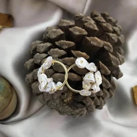 original handmade baroque pearl hoop earrings woman gold 2019 fashion personality hoops light luxury jewelry earring round