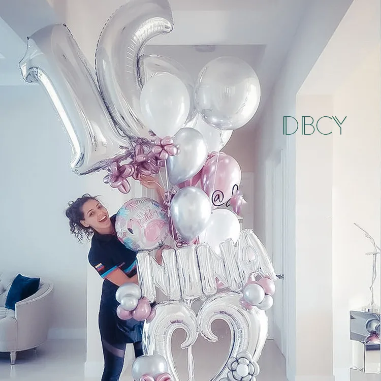 as picture 2 шт. 32/40 Дюймов серебряная фольга Цифровой шар 19 номер hday вечерние Свадебная вечеринка Для мальчиков и девочек день рождения украшение шары - Цвет: as picture